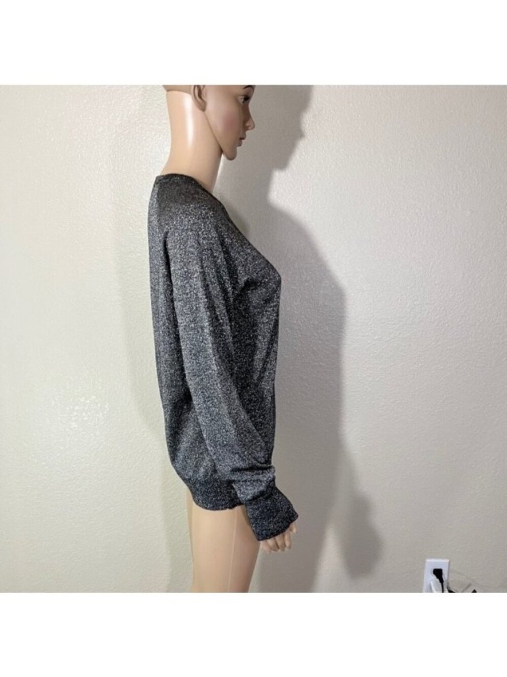 Equipment Femme Silver Metallic Wool Knit Pullover Sweater Top Medium M - Picture 5 of 6